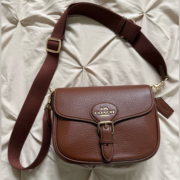 Coach purse Brown & Gold Amelia Saddle Bag/Purse/Pocketbook NWOT - Picture 2 of 8